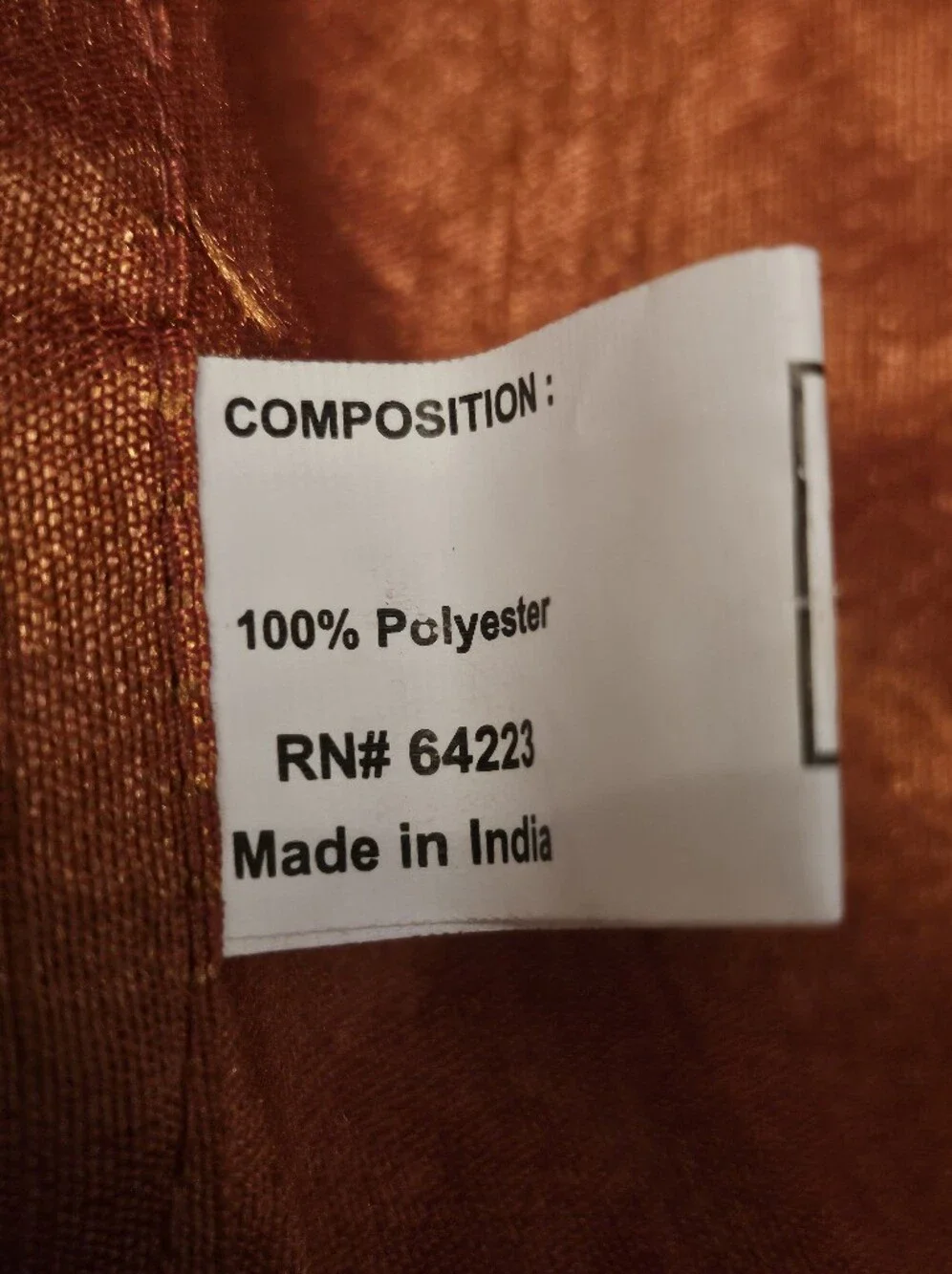 Rust Orange Valance- Patterned Brocade Border W Fringe